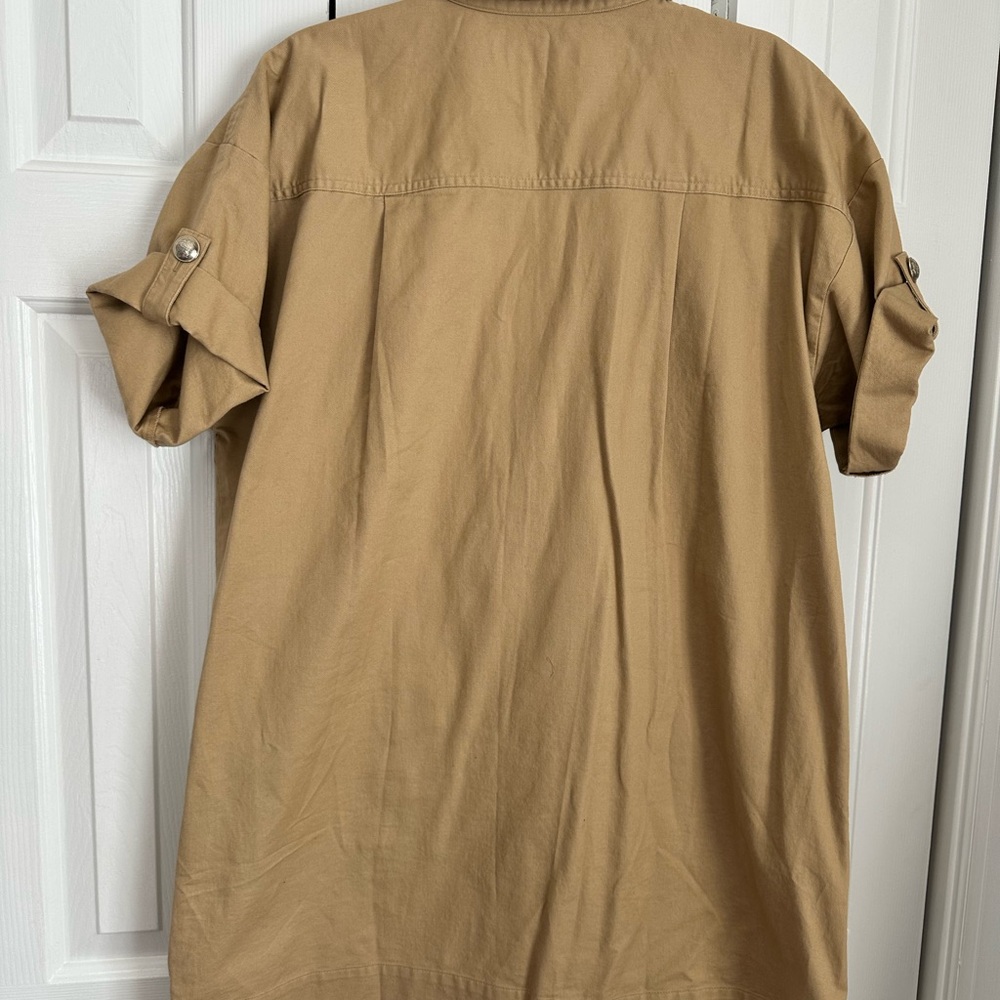 Loft Tan Short Sleeve Shirt Dress - Picture 4 of 6